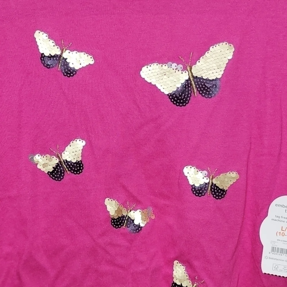 5/$25 Wonder Nation size large pink long sleeve butterfly shirt